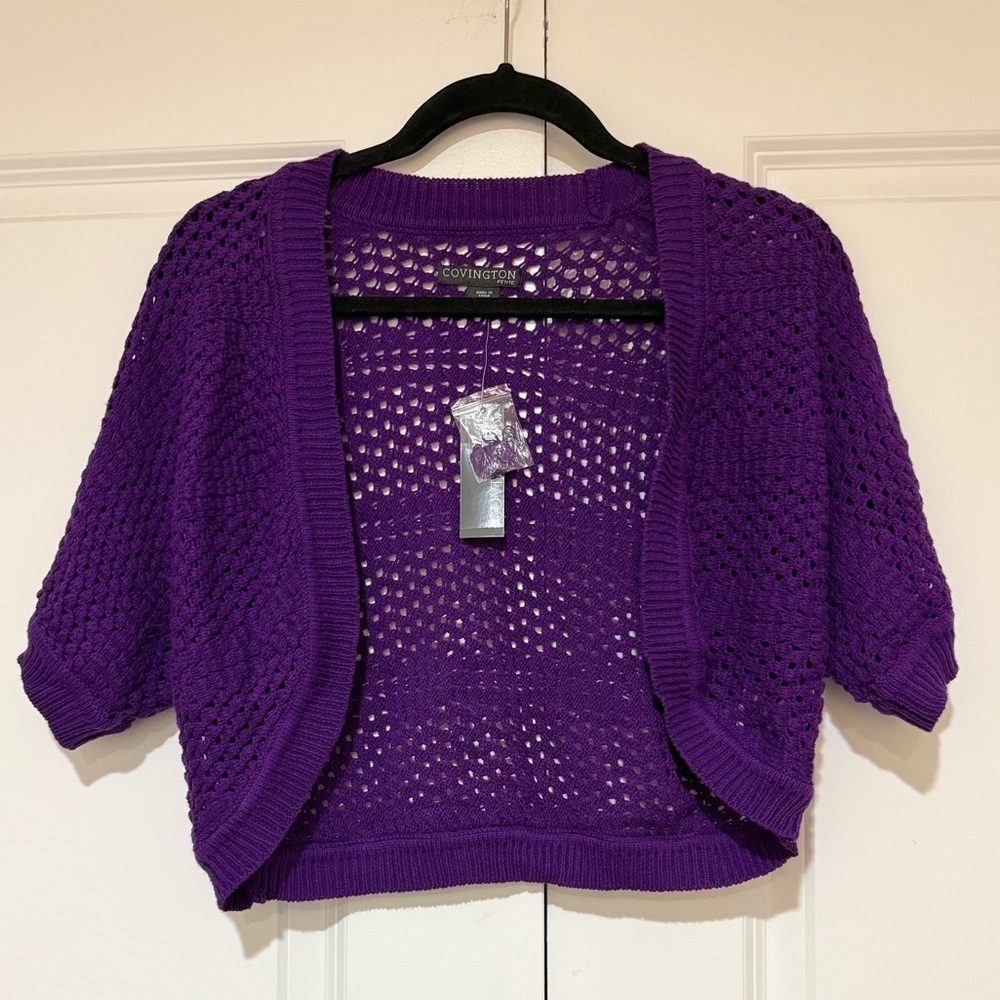 Covington Women's Vibrant Purple Knit Shrug NWT